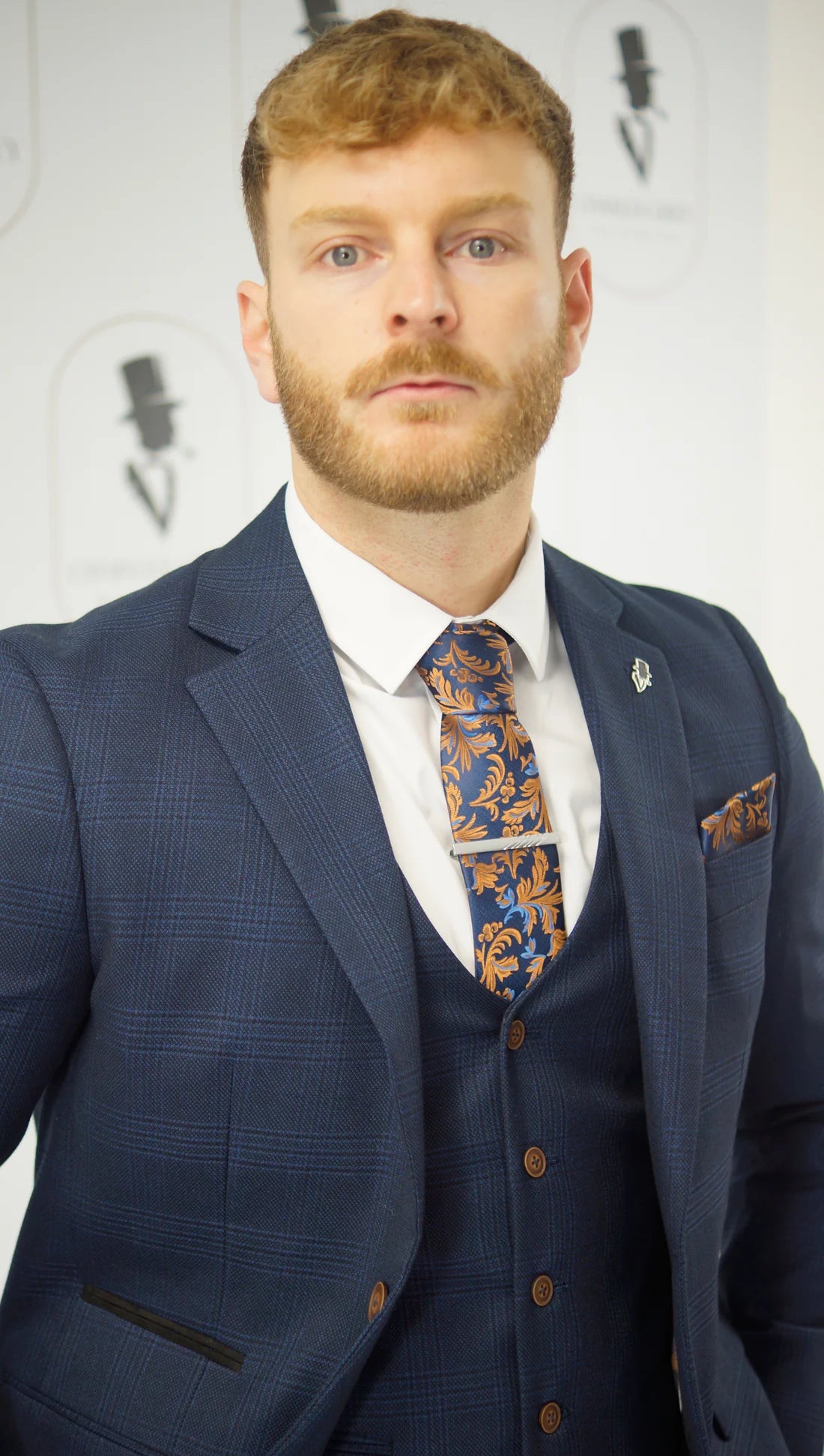 Charles Grey Hadrian Check Blazer - Navy Blue