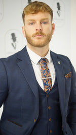 Charles Grey Hadrian Check Waistcoat - Navy Blue