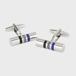 Sophos Cylinder 3 Stripe Cufflinks - Black/Grey/Blue