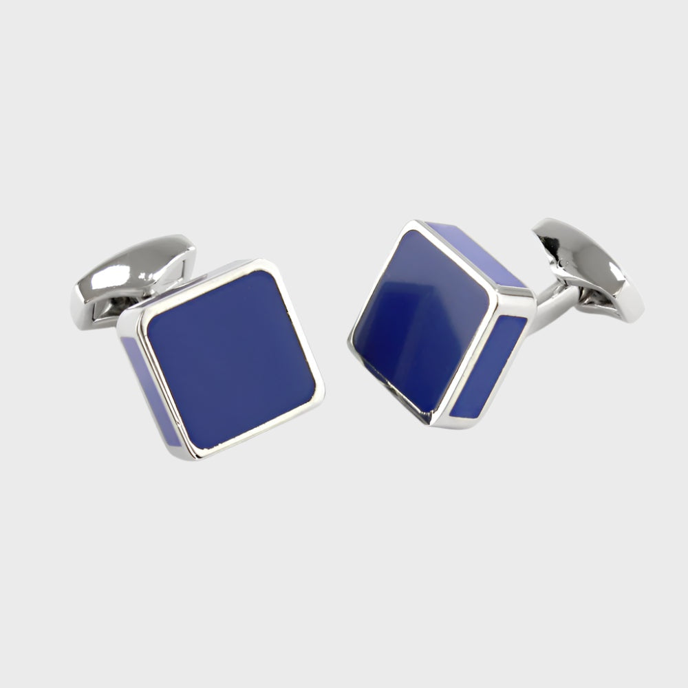 Sophos Silver Finish Square Cufflinks - Blue