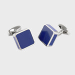 Sophos Silver Finish Square Cufflinks - Blue