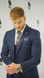 Charles Grey Hadrian Check Blazer - Navy Blue
