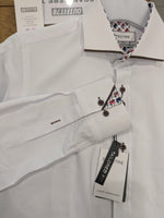 Spectre Adam Luxury Tipped Collar Shirt - White/Tan