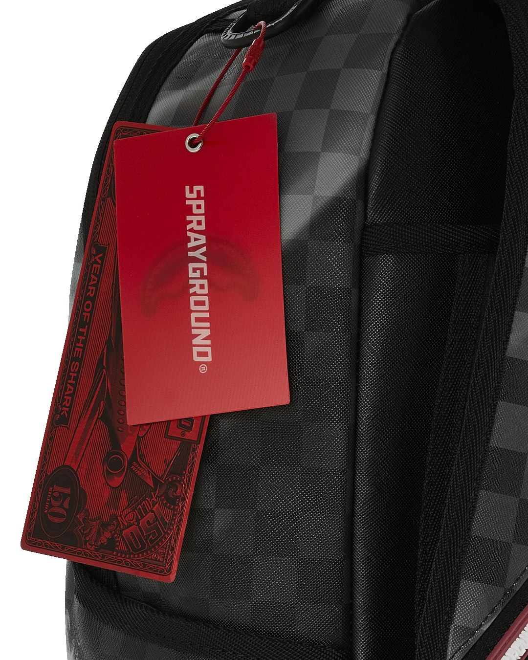 Sprayground Sip N Smoke Check Backpack - Grey/Black