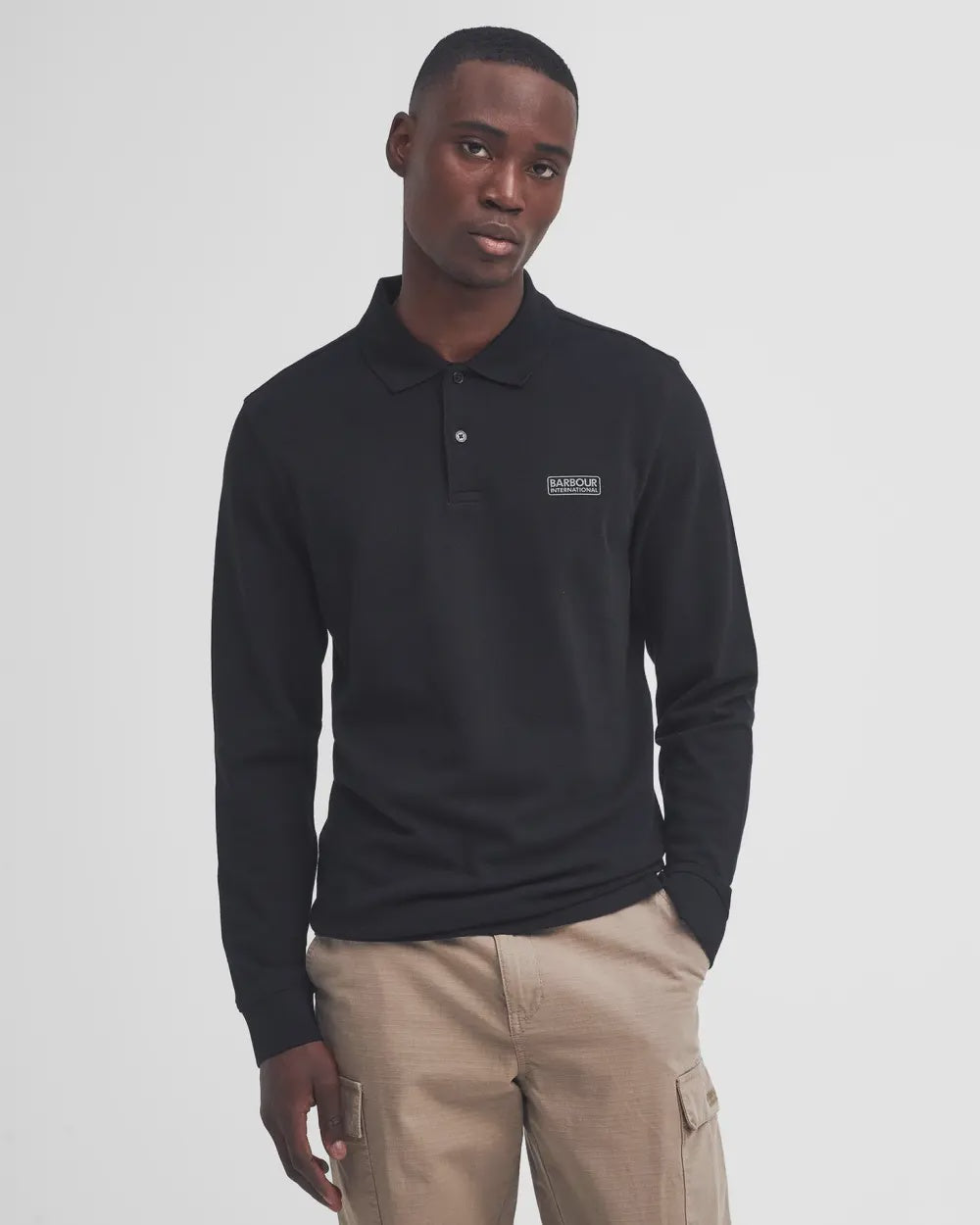 BARBOUR INTERNATIONAL Long Sleeve Polo - Black/ Pewter