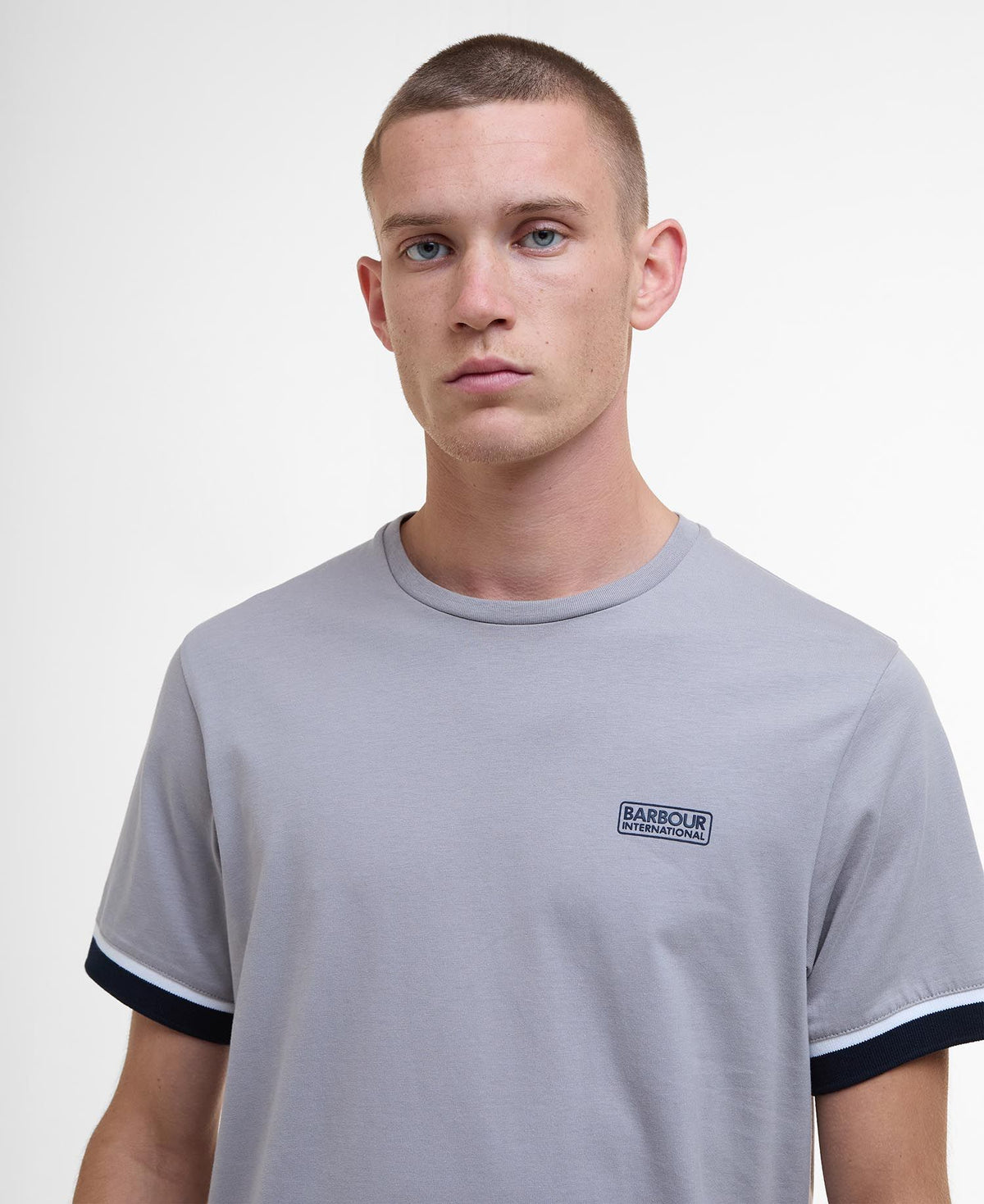 BARBOUR INTERNATIONAL Evan Deep Cuff Tipped T-Shirt - Pale Slate