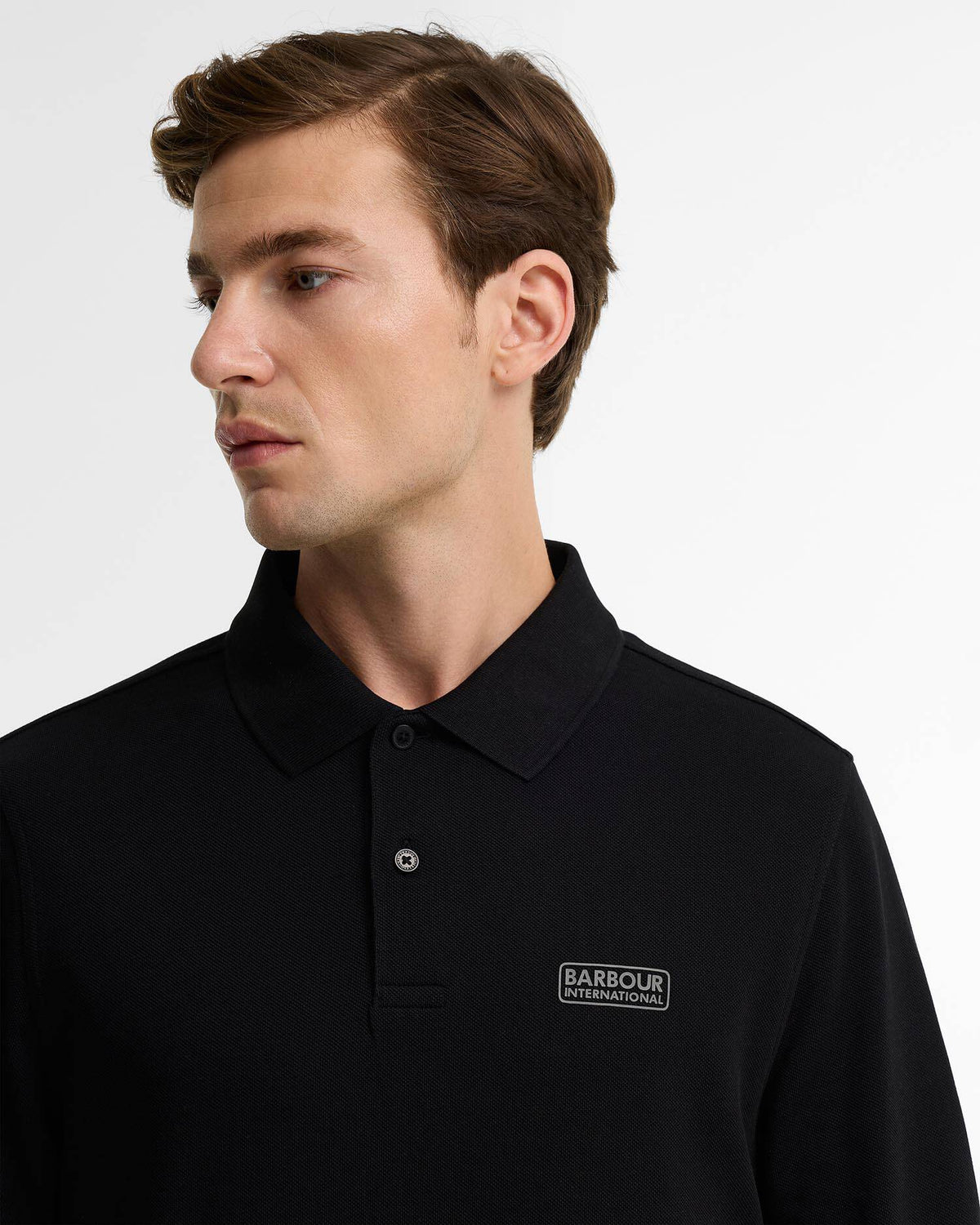 BARBOUR INTERNATIONAL Long Sleeve Polo - Black/ Pewter