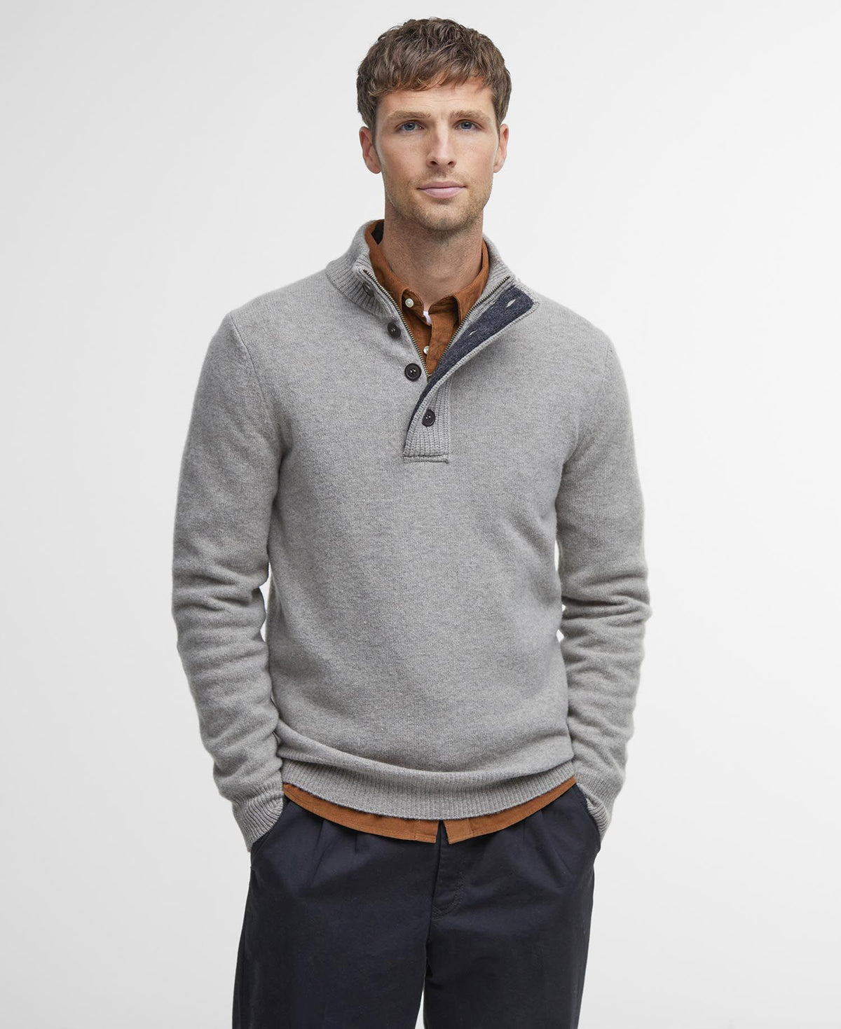 Barbour Essential Patch Half Zip Knitted Jumper - Stone