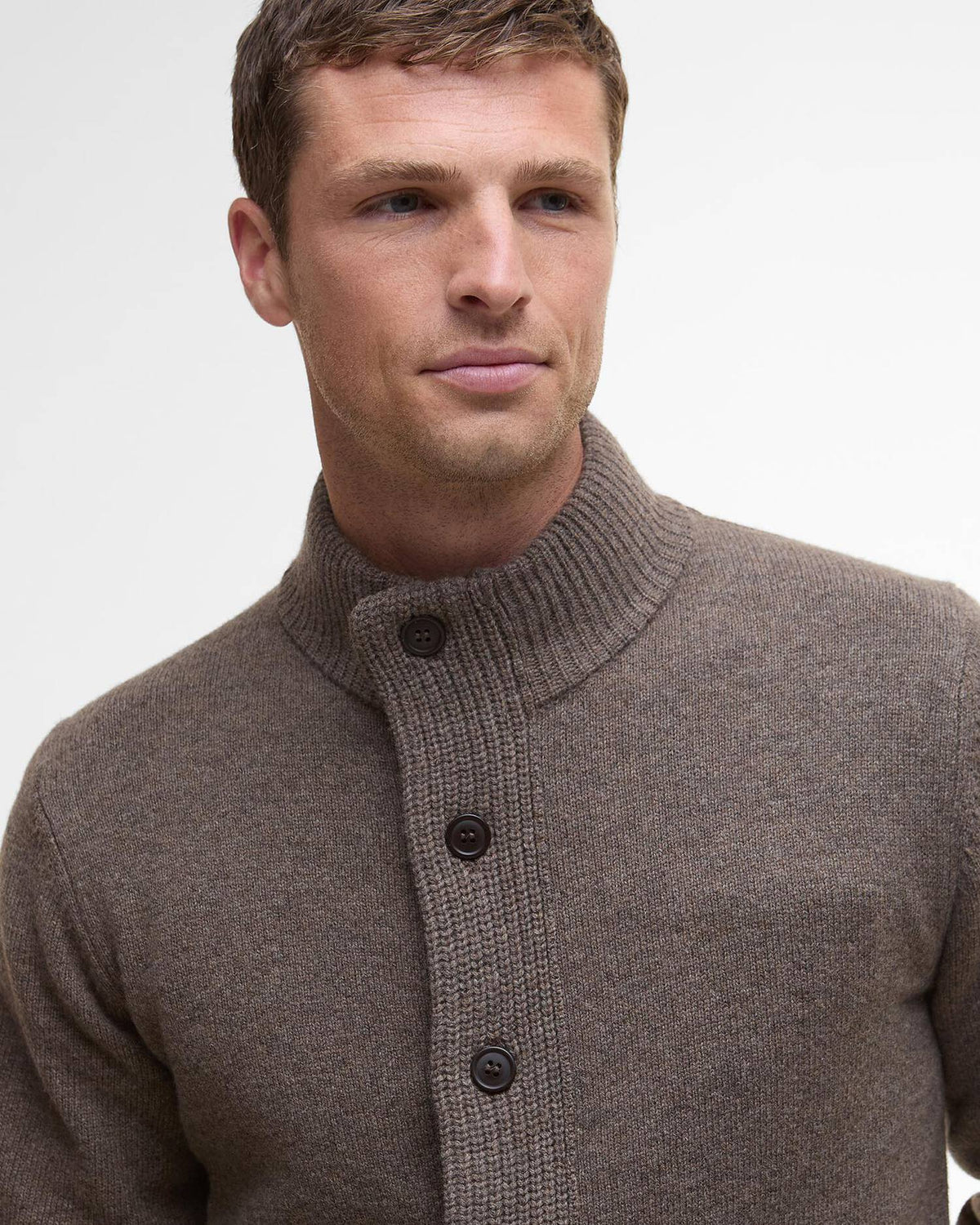 Barbour Essential Zip Thru Elbow-Patch Cardigan - Dark Stone