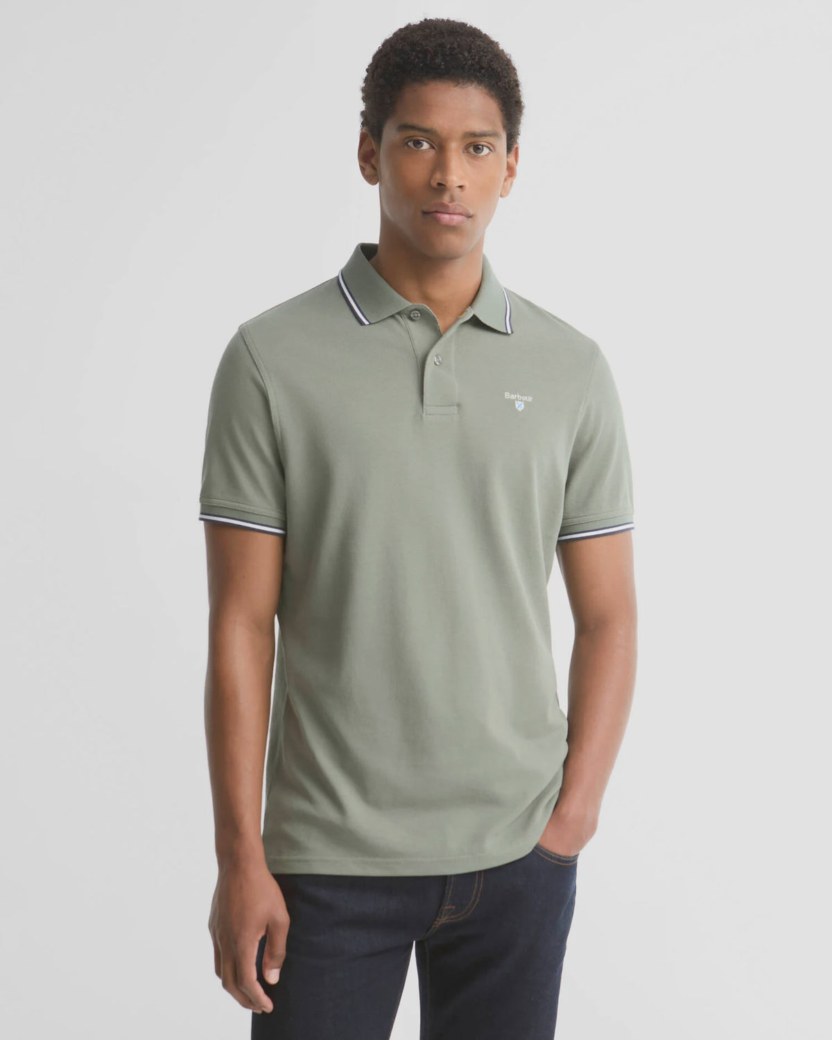 Barbour Fielding Tipped Collar Polo Shirt - Agave Green