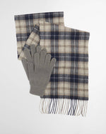 Barbour Glove & Tartan Scarf Gift Set - Grey Midnight