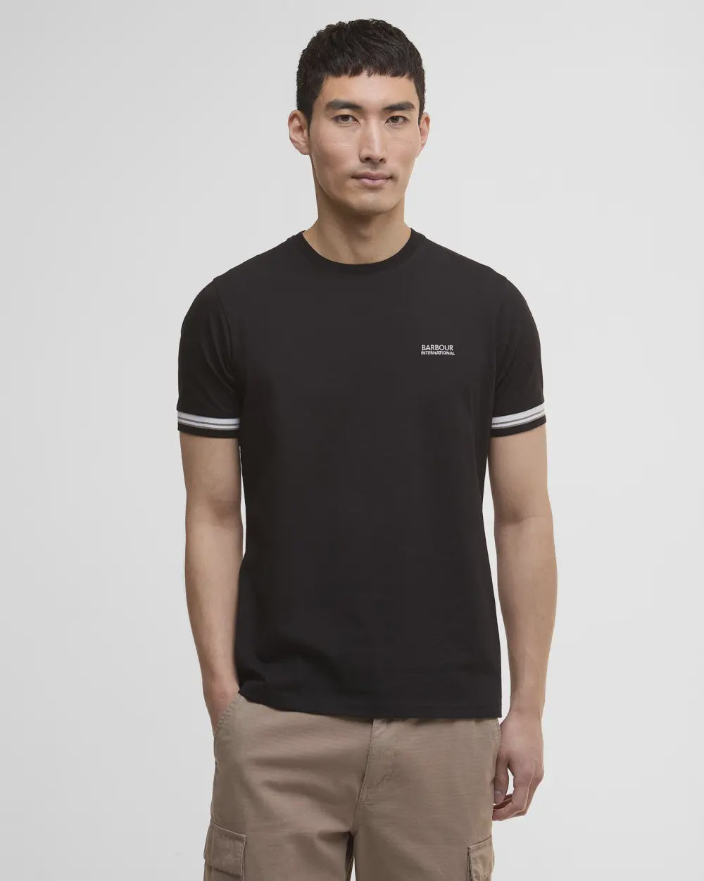Barbour International Bruce Tipped Cuff T-Shirt - Black/ White