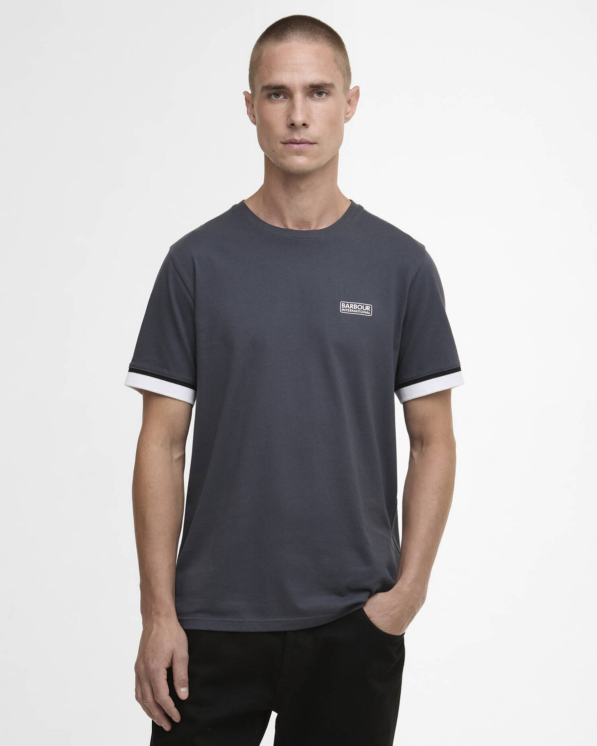 Barbour International Evan Deep Cuff Tipped T-Shirt - Storm Grey