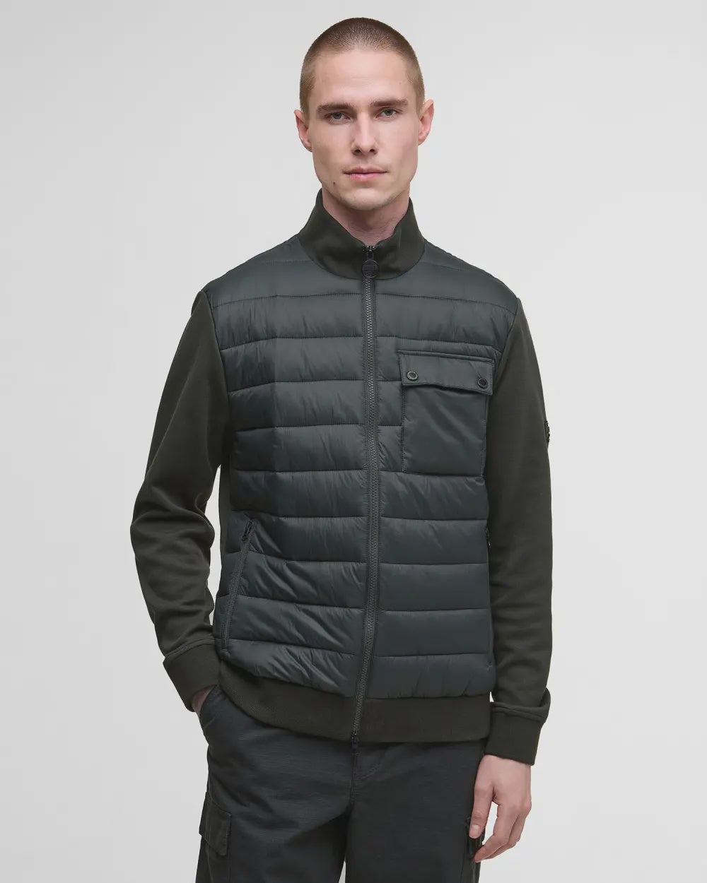 Barbour International Heysham Quilted Sweatshirt Jacket - Black