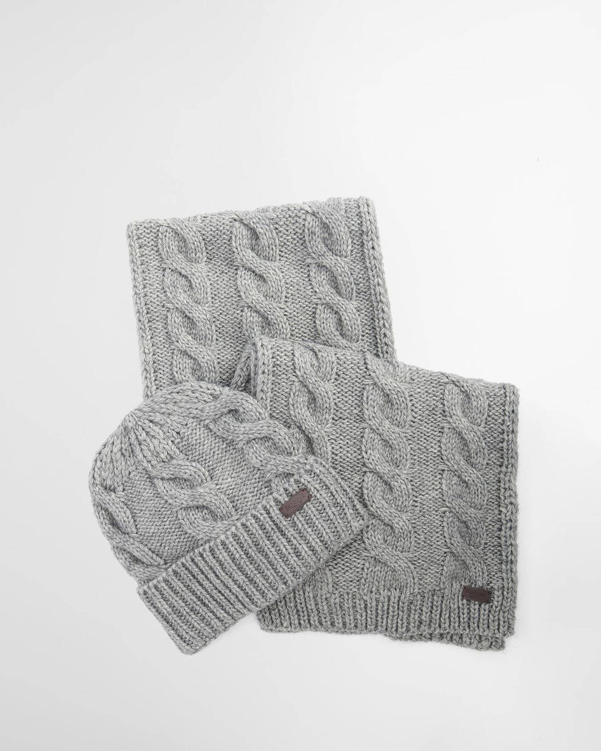 Barbour Jesmond Beanie & Scarf Gift Set - Mid Grey