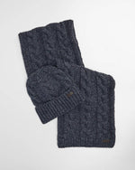Barbour Jesmond Beanie & Scarf Gift Set - Navy Blue
