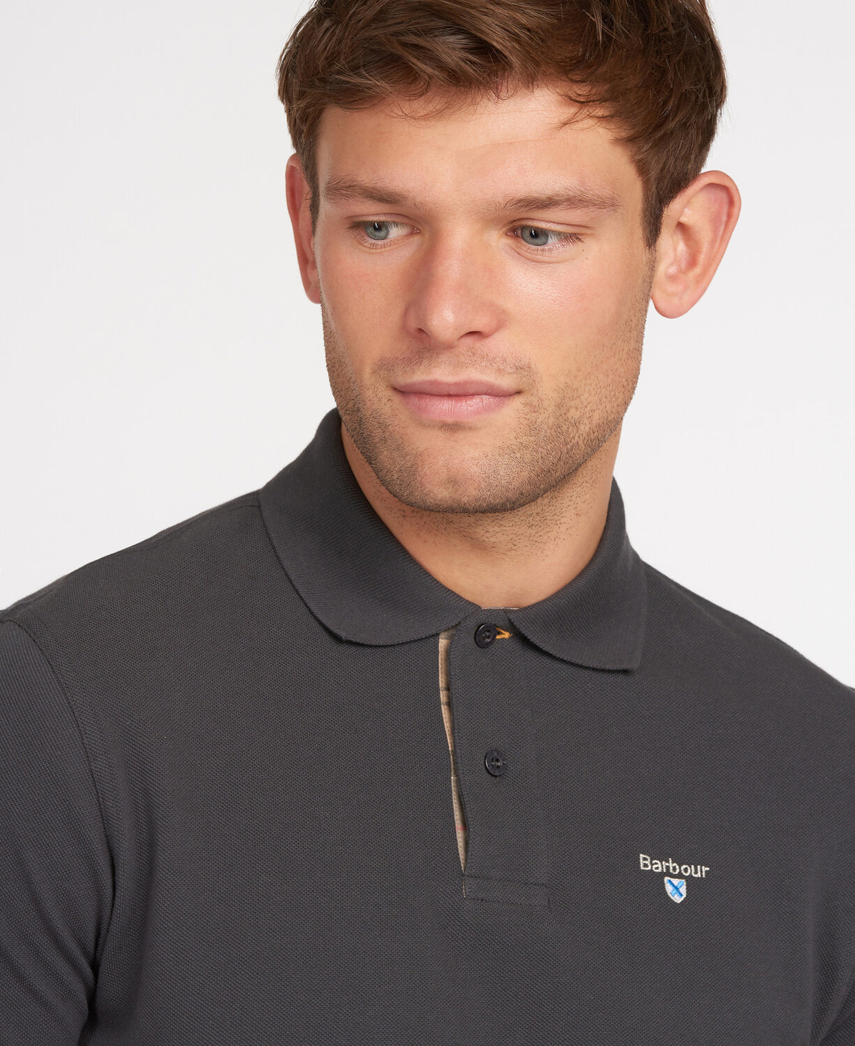 Barbour Tartan Pique Polo Shirt - Navy/ Dress