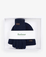 Barbour Carlton Beanie & Gloves Gift Set - Navy