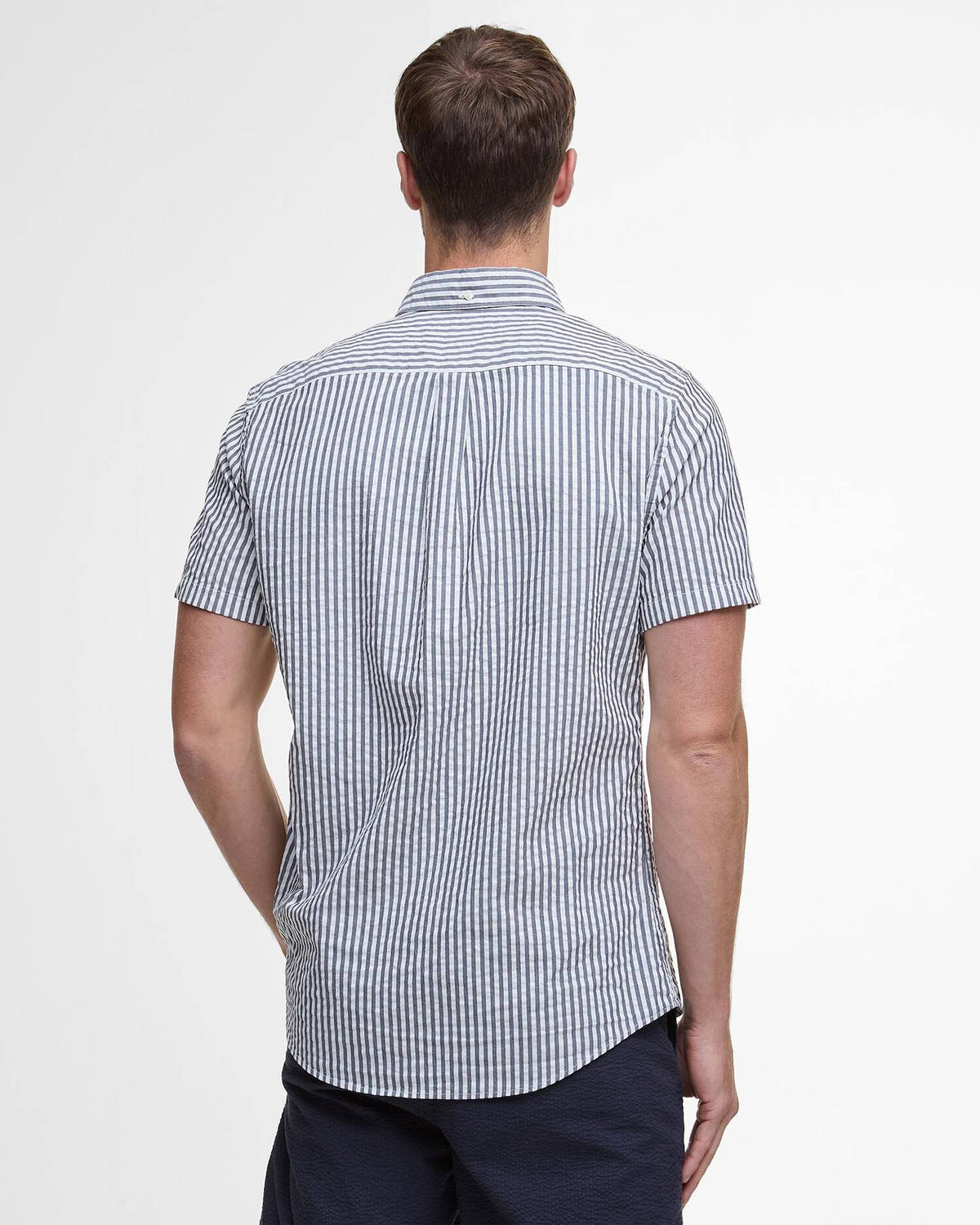 Barbour Cresswell Seersucker Regular Short-Sleeved Shirt - Classic Navy