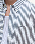 Barbour Cresswell Seersucker Regular Short-Sleeved Shirt - Classic Navy