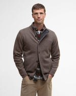 Barbour Essential Zip Thru Elbow-Patch Cardigan - Dark Stone