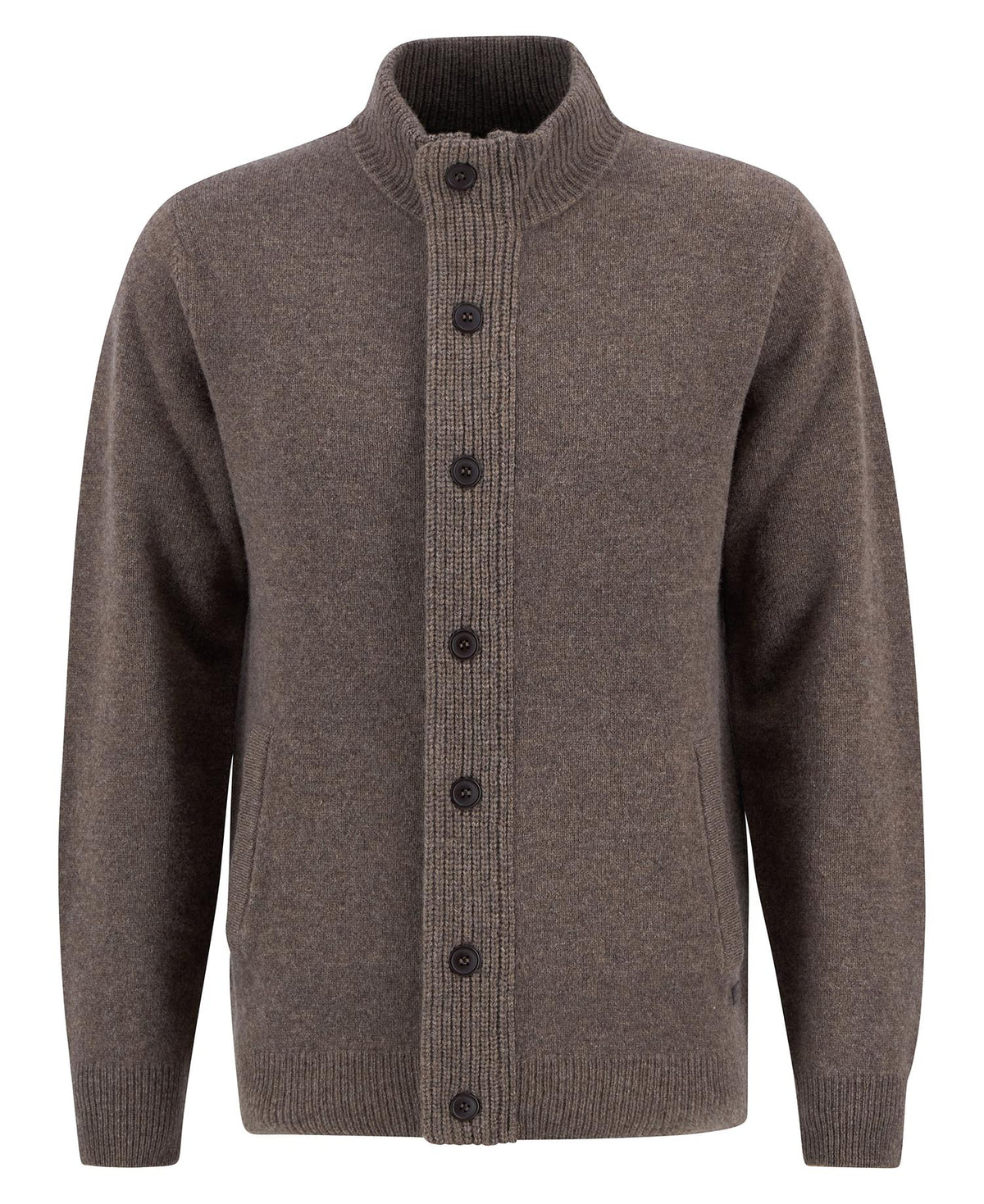 Barbour Essential Zip Thru Elbow-Patch Cardigan - Dark Stone