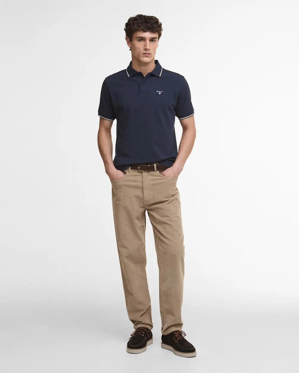Barbour Fielding Tipped Collar Polo Shirt - Navy