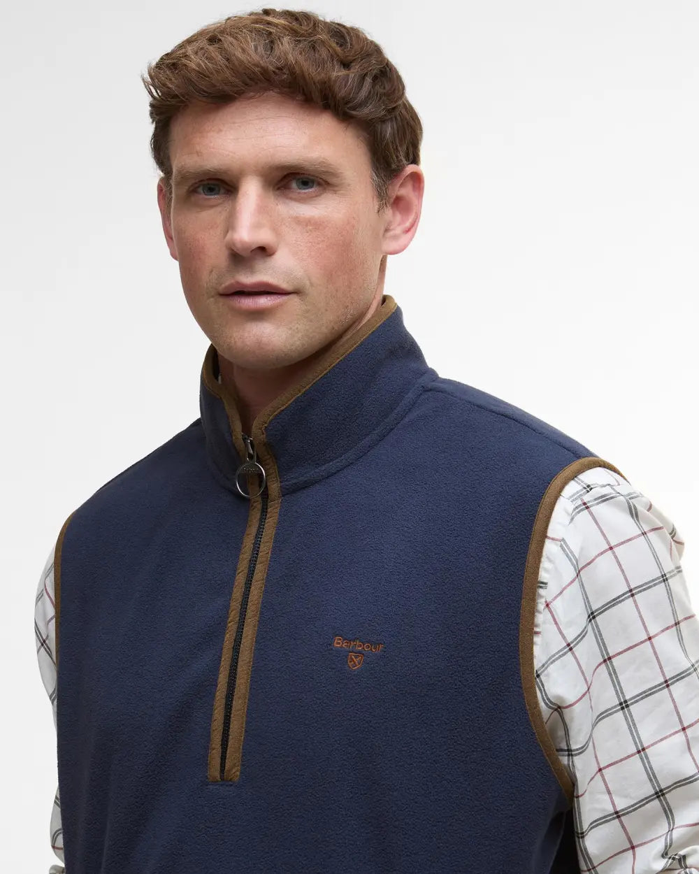 Barbour Harwood Half-Zip Fleeced Gilet - Navy Blue