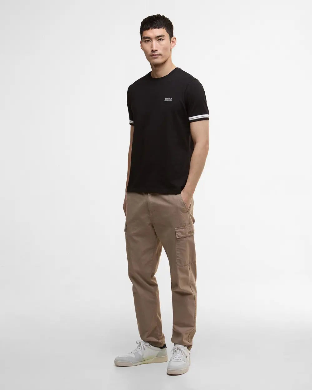 Barbour International Bruce Tipped Cuff T-Shirt - Black/ White