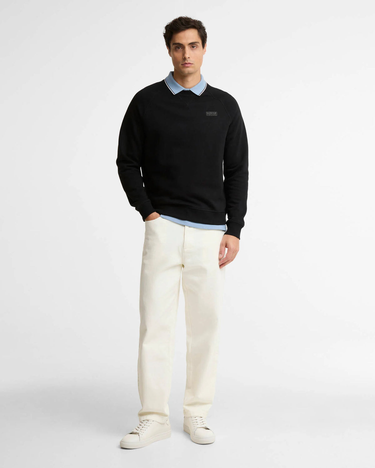 Barbour International Essential Crew Neck Sweatshirt - Black/ Pewter