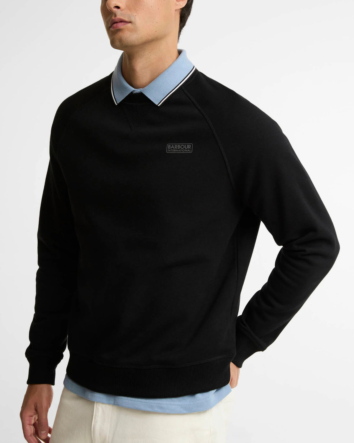 Barbour International Essential Crew Neck Sweatshirt - Black/ Pewter