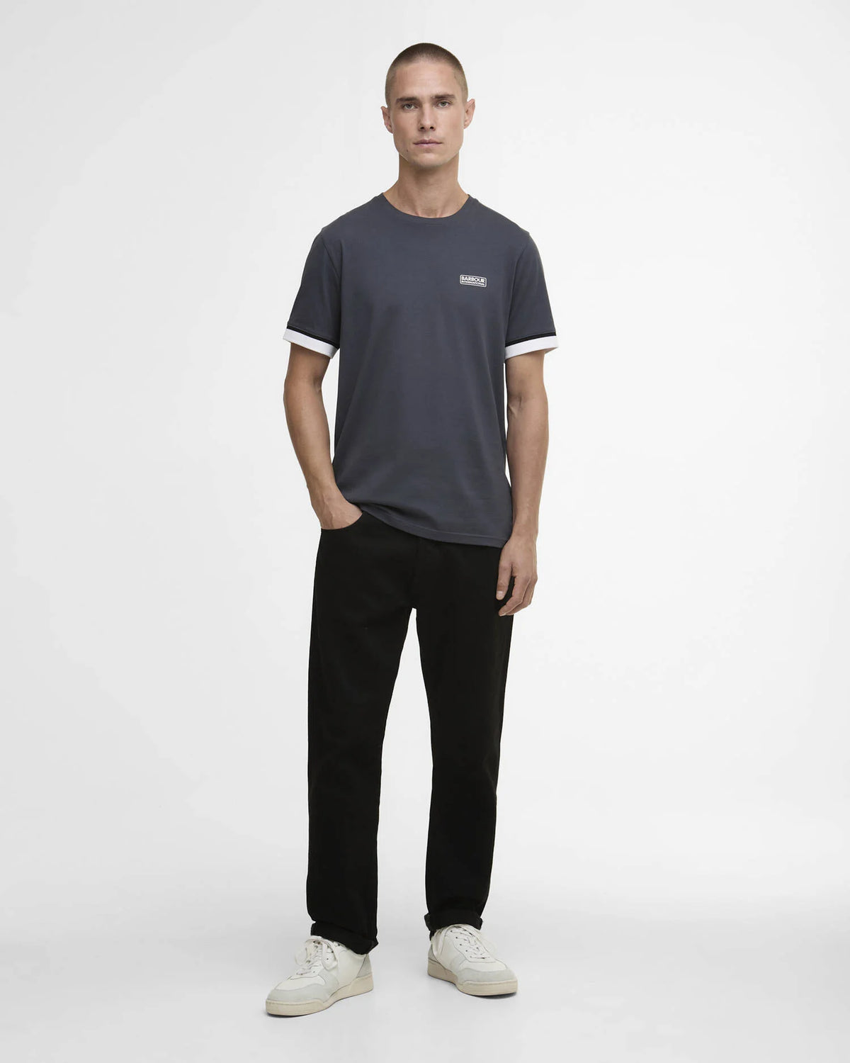 Barbour International Evan Deep Cuff Tipped T-Shirt - Storm Grey