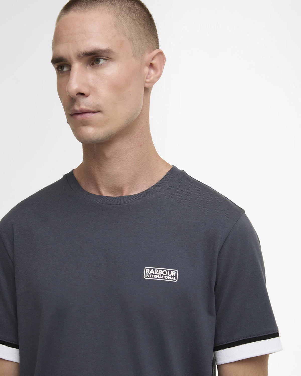 Barbour International Evan Deep Cuff Tipped T-Shirt - Storm Grey