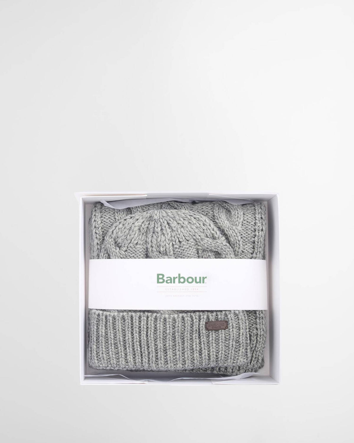Barbour Jesmond Beanie & Scarf Gift Set - Mid Grey