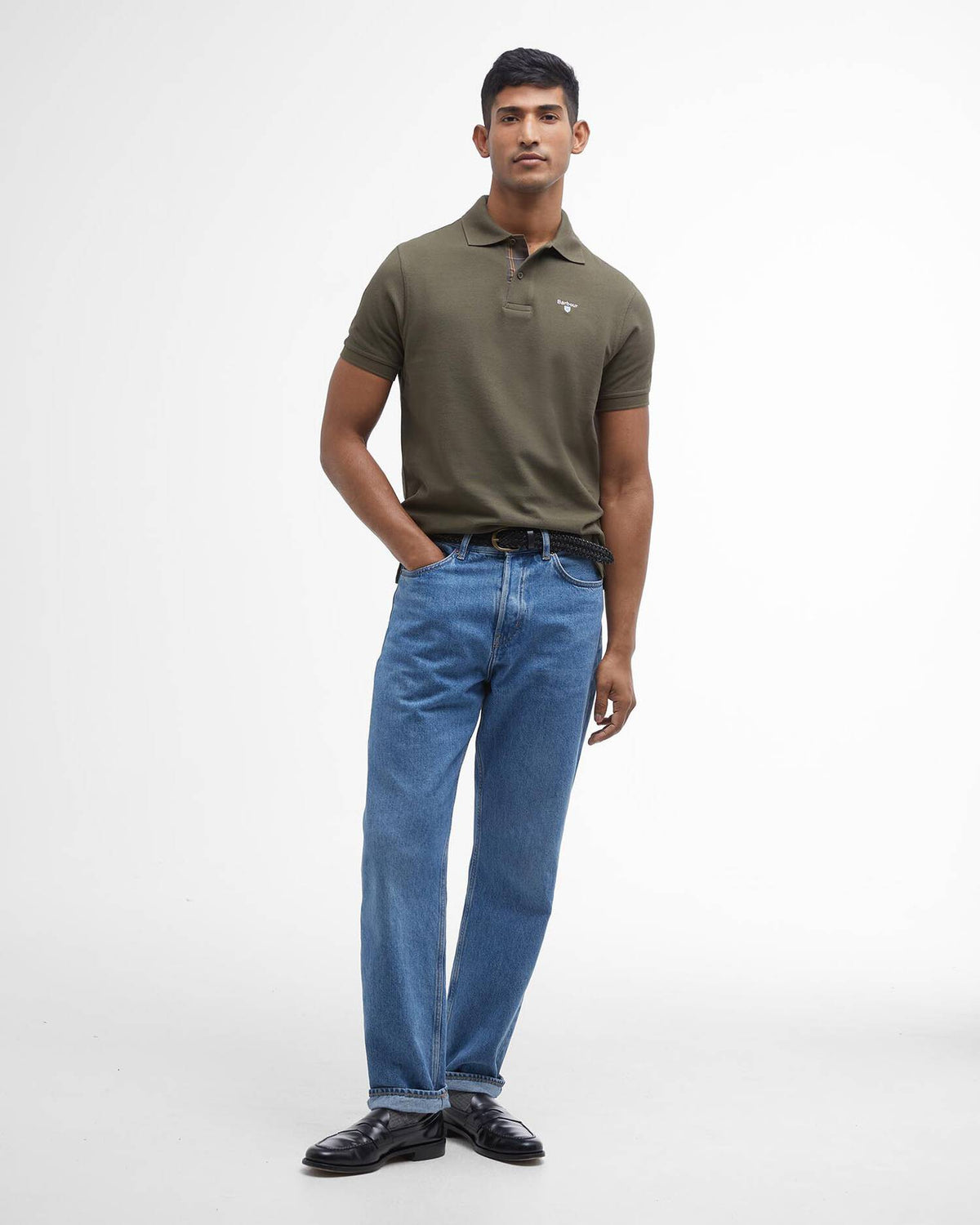 Barbour Tartan Pique Polo Shirt - Dark Olive