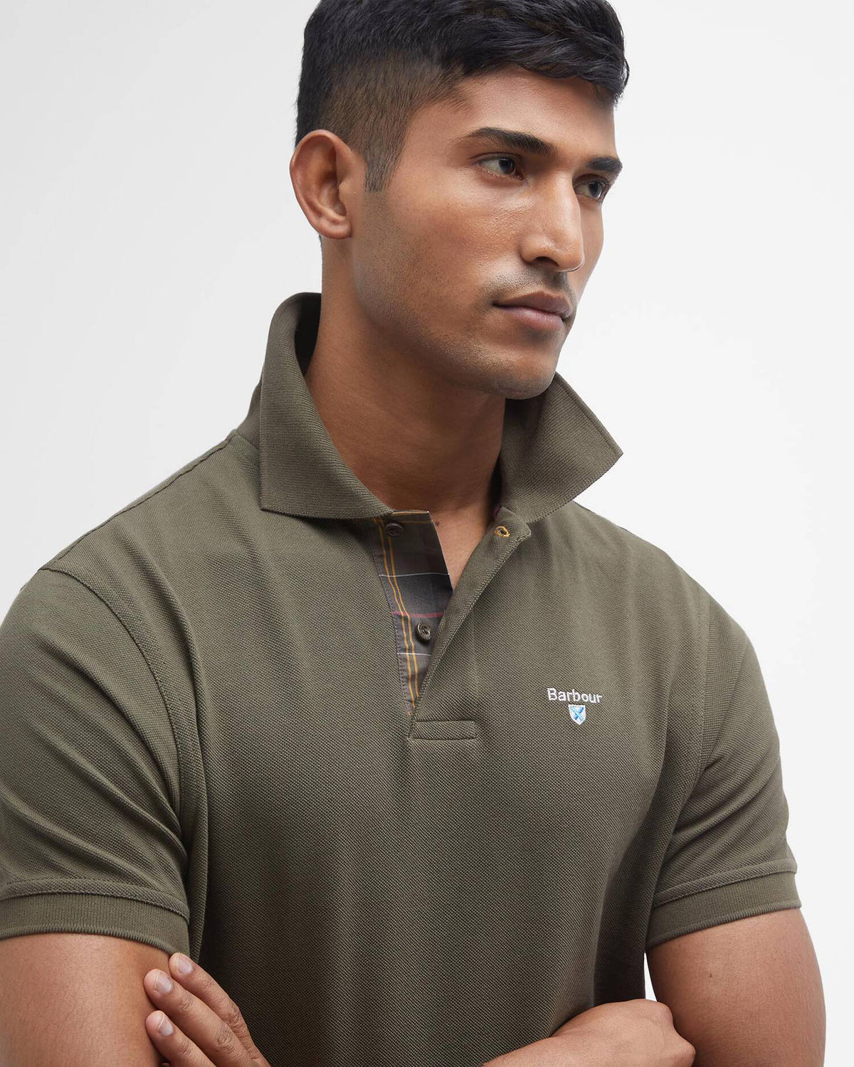 Barbour Tartan Pique Polo Shirt - Dark Olive
