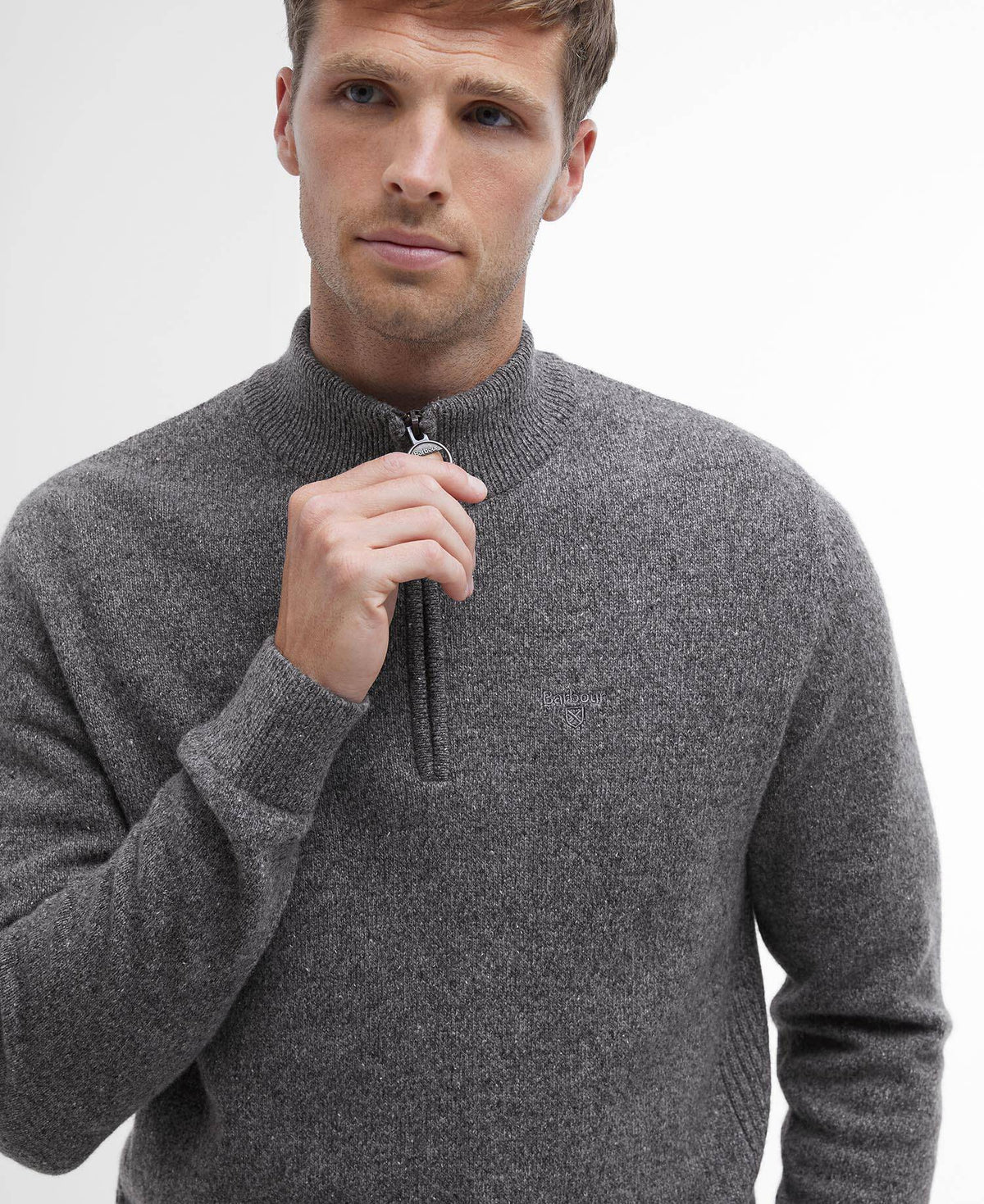 Barbour Tisbury Half Zip Knitted Jumper - Classic Grey