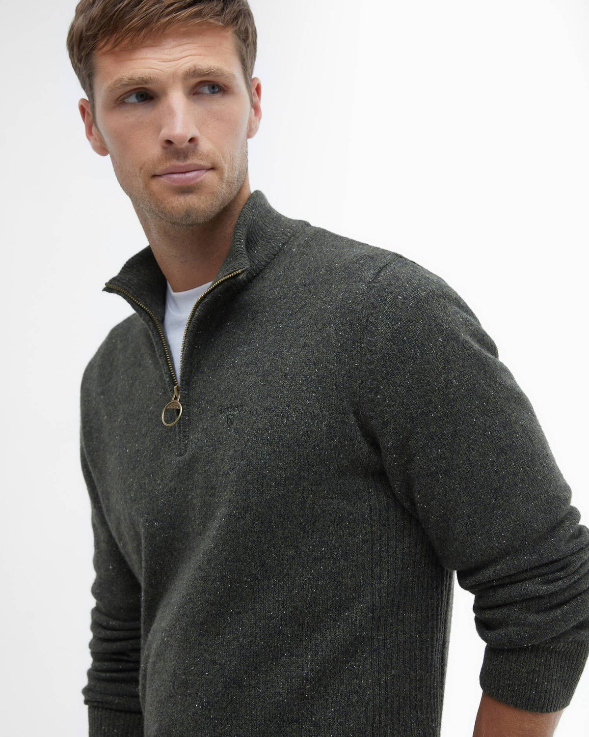 Barbour Tisbury Half Zip Knitted Jumper - Dark Seaweed