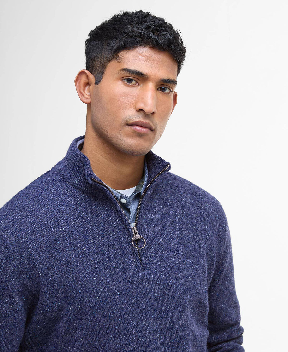 Barbour Tisbury Half Zip Knitted Jumper - Deep Blue