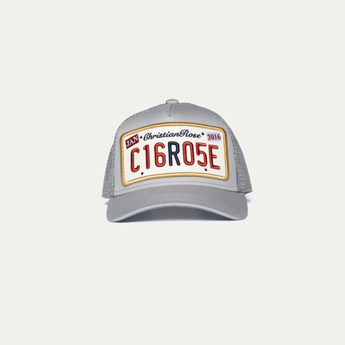 Christian Rose Private plate trucker cap - Stone Grey / Gold