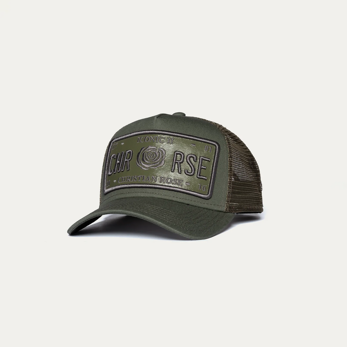 Christian Rose Iconic II vinyl trucker cap - Olive