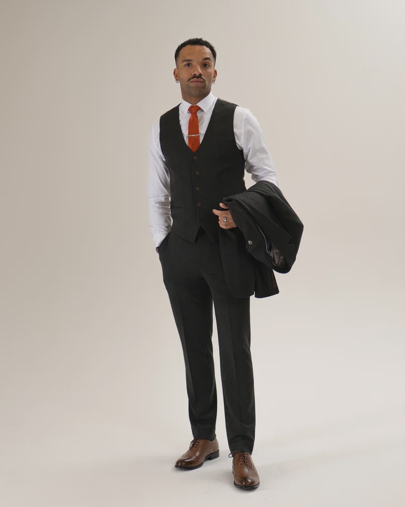 Charles Grey Arthur Check Waistcoat - Olive Green