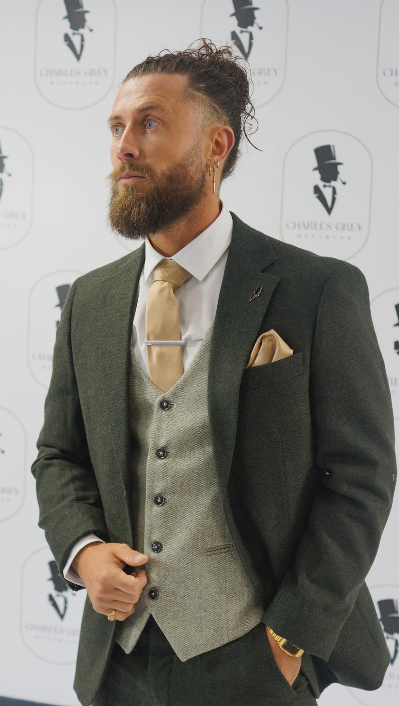 Charles Grey Attenborough Tweed Blazer - Olive Green