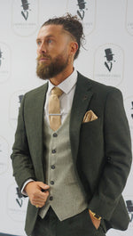 Charles Grey Attenborough Tweed Blazer - Olive Green