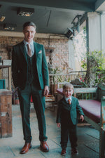 Charles Grey Attenborough Kids 3 Piece Tweed Suit - Olive Green
