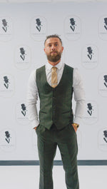 Charles Grey Attenborough Tweed Waistcoat - Olive Green
