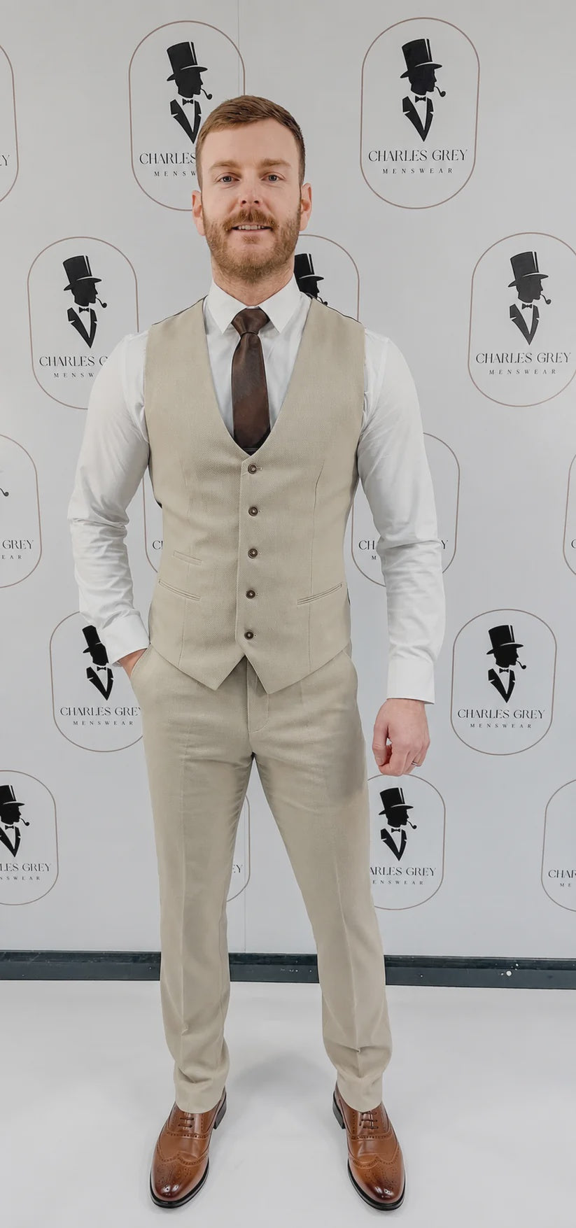 Charles Grey Charlton Waistcoat - Stone