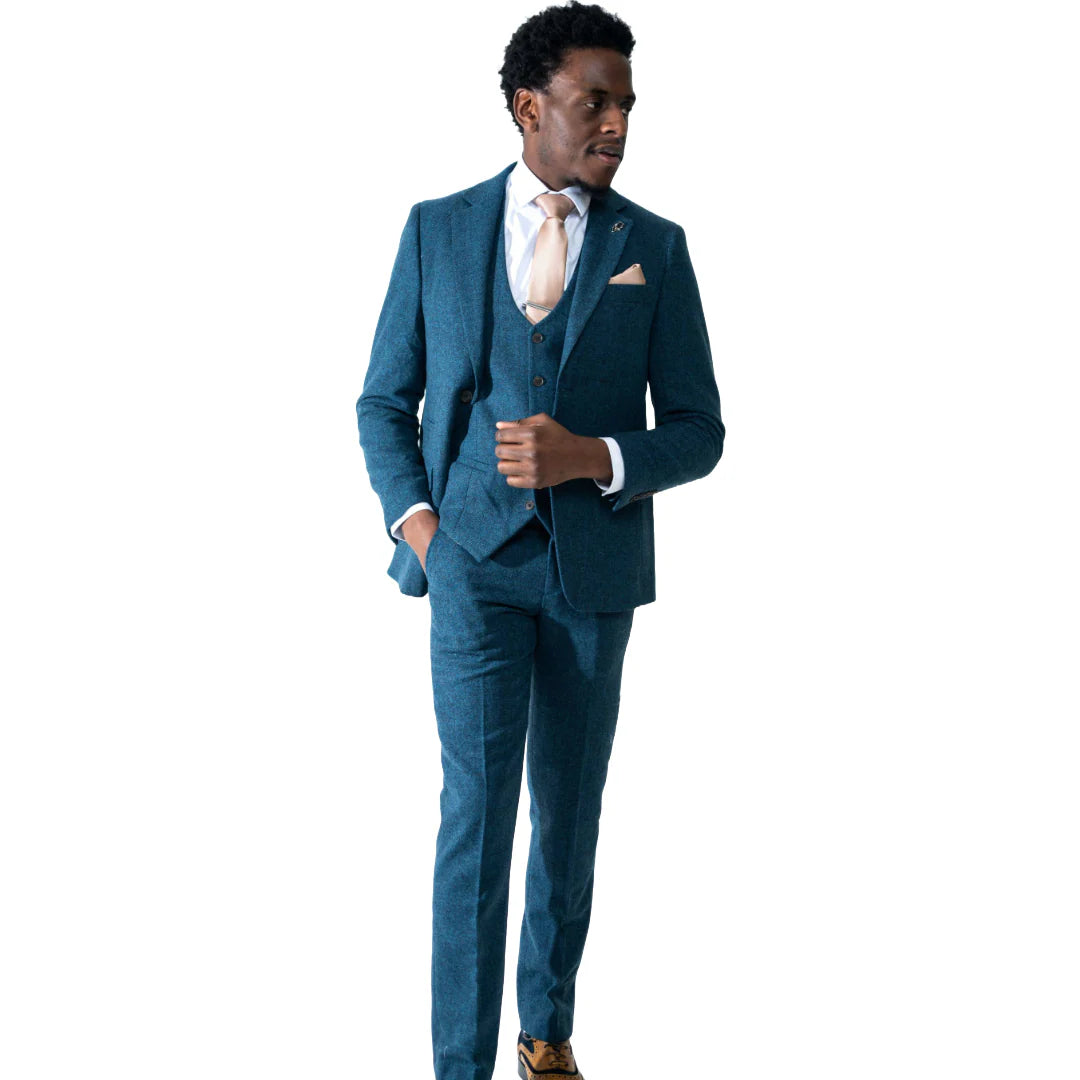 Charles Grey Armstrong Tweed Waistcoat - Blue