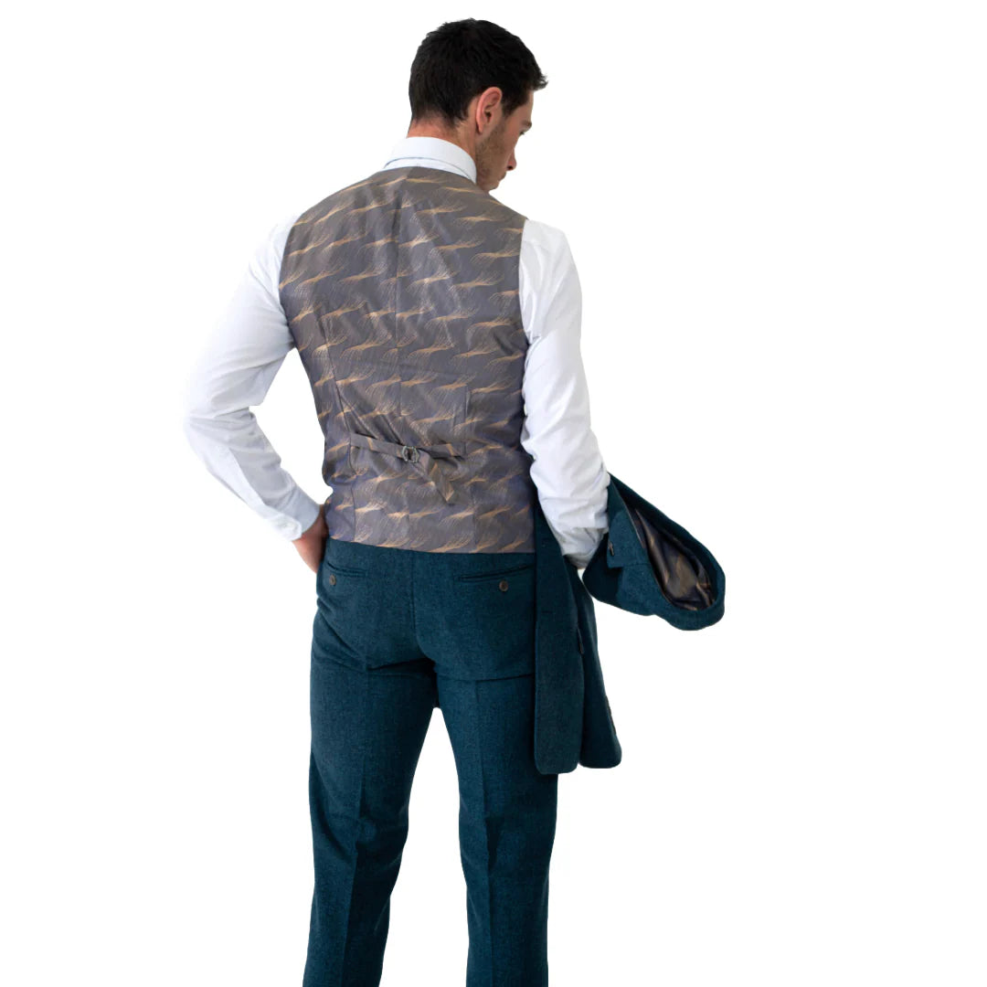Charles Grey Armstrong Tweed Waistcoat - Blue