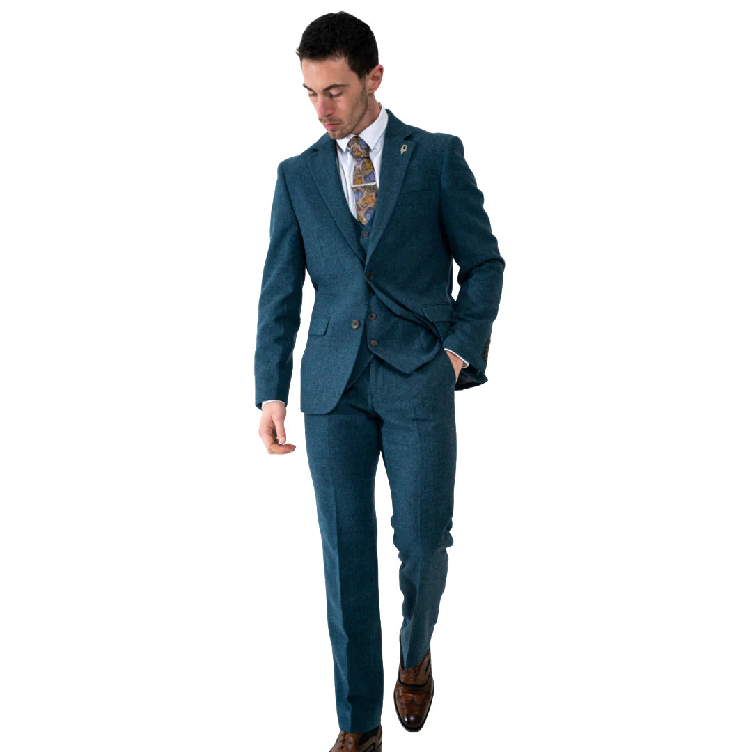 Charles Grey Armstrong Tweed Waistcoat - Blue